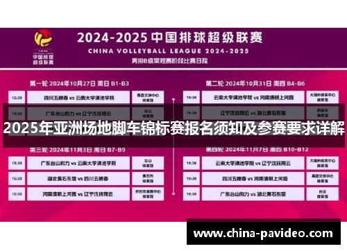 2025年亚洲场地脚车锦标赛报名须知及参赛要求详解