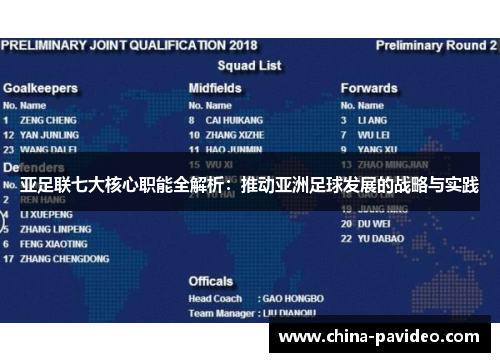 亚足联七大核心职能全解析：推动亚洲足球发展的战略与实践